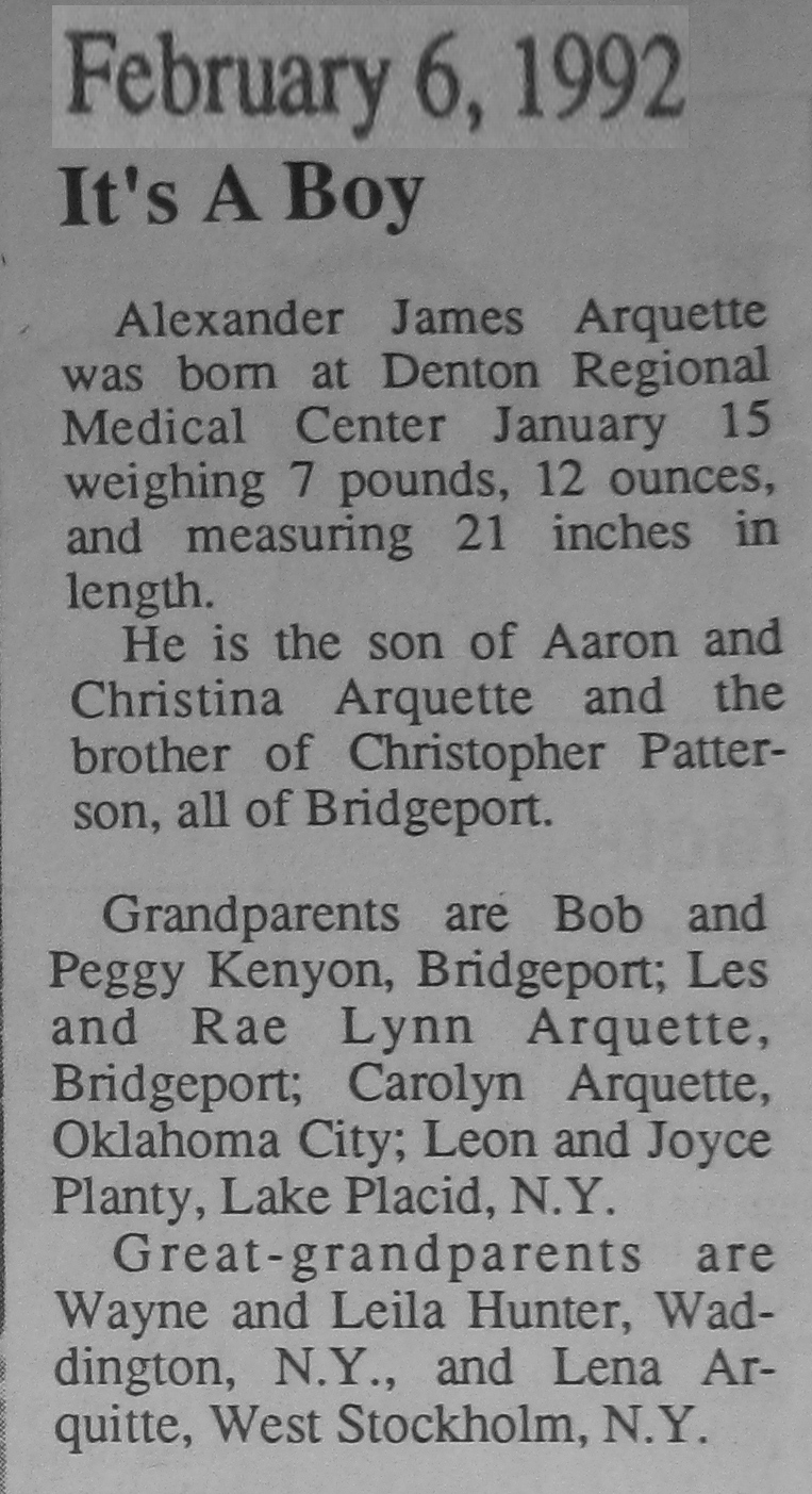 Birth & Birthday Announcements from the Bridgeport Index Newspaper